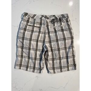 Hurley Mens Plaid Shorts Brown White